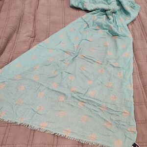 GAP Turquoise Scarf with Orange Polka Dots 31x80, New Without Tags!